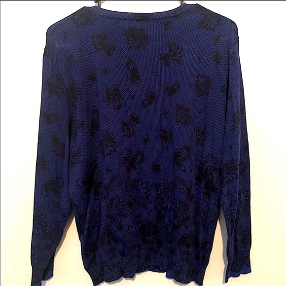 Blue button up cardigan with lace print sz XL NWT - Picture 5 of 6